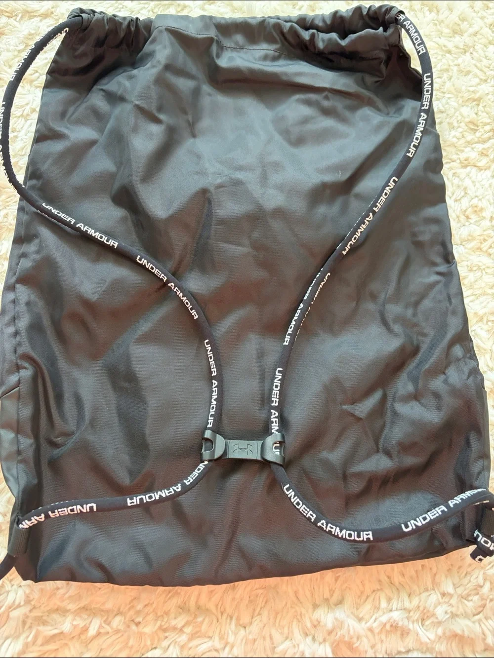 💎🌴 Under Armour Black Drawcord Training Backpack with White Logo
